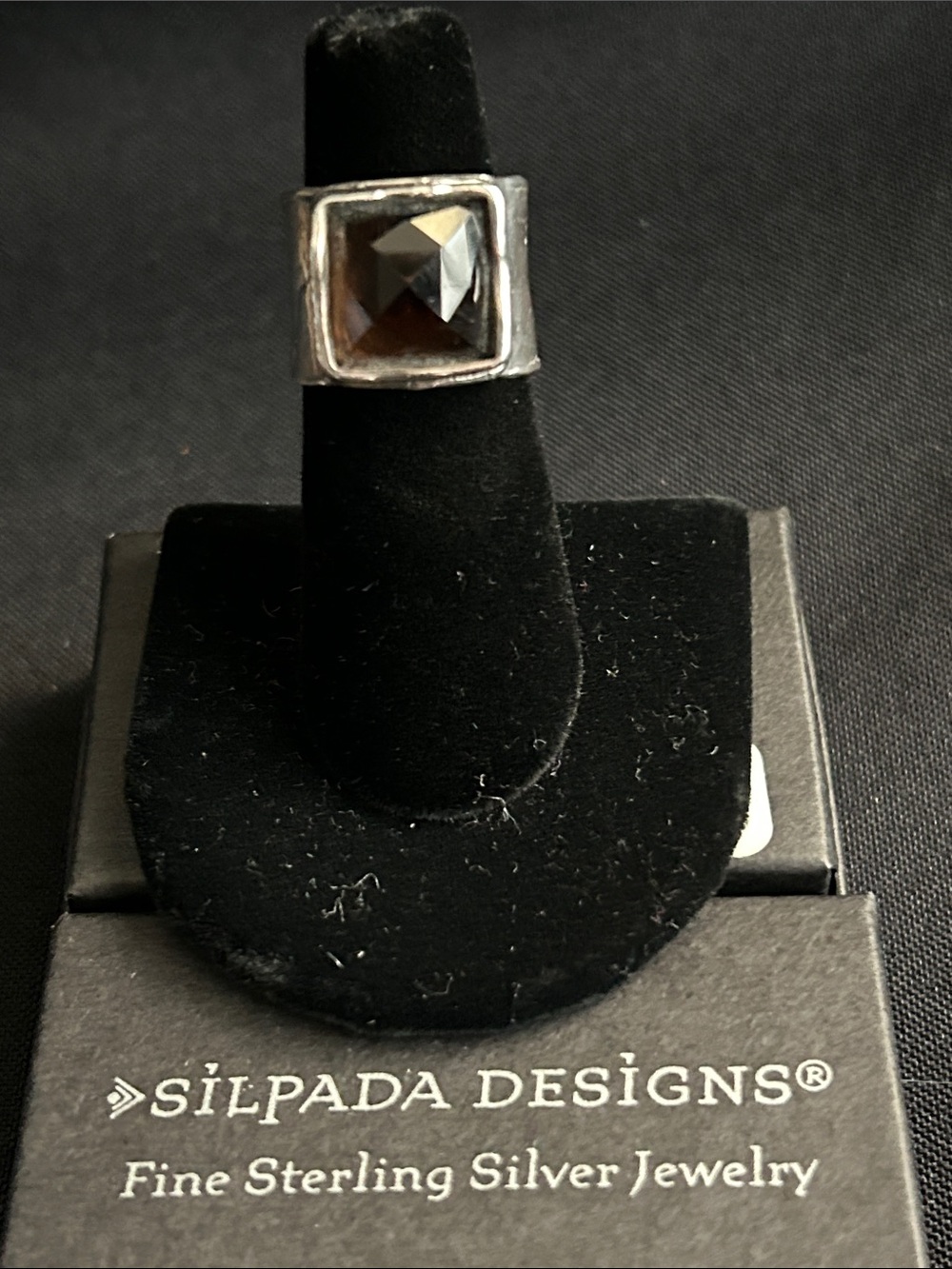 Silpada R1453 Hammered Sterling Silver Ring with smoky quartz